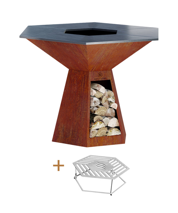 Pack Brasero-Plancha Corten Grand Banquet 150 + Grille/Plinthe