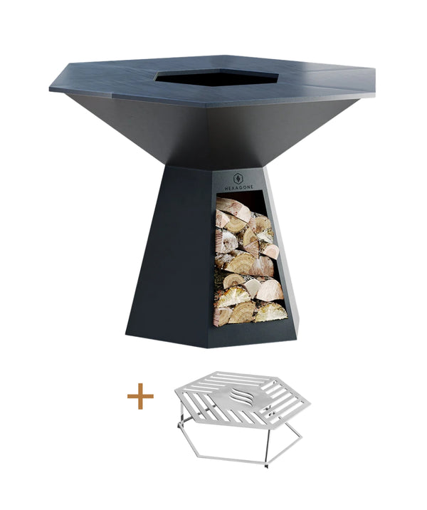 Pack Brasero-Plancha Noir Grand Banquet 150 + Grille/Plinthe