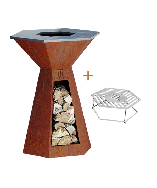 Pack Brasero-Plancha Corten Agape 85 + Grille plinthe OFFERTE
